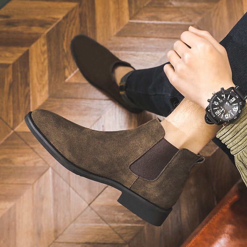 Ανδρικές μπότες Chelsea 2024 Ανδρικά παπούτσια ανελκυστήρα 8cm 6cm Αόρατα παπούτσια αύξησης ύψους Ανδρικά μποτάκια Inner Increase Κοντές μπότες