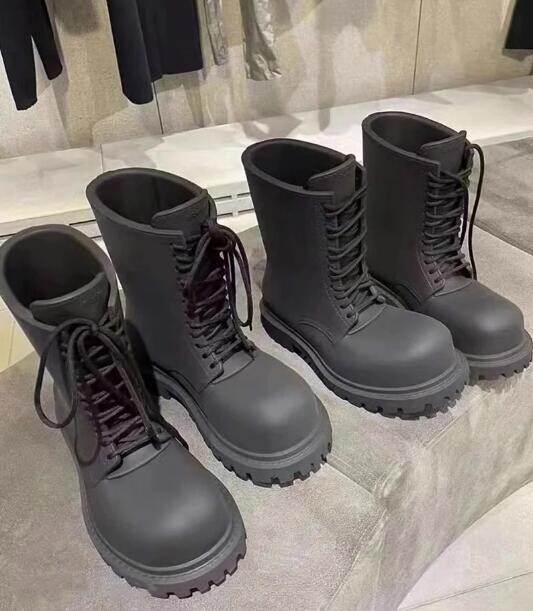 Piele neagră mată, cu vârf rotund, încrucișat cu șireturi, talpă groasă, cizme la jumătatea gambei, pentru bărbați, cu vârf înalt, în aer liber, cizme chelsea scurte