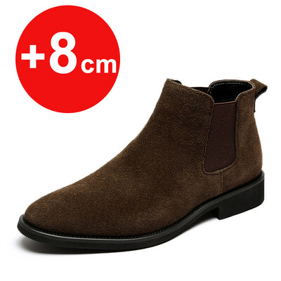 2024 Ανδρικά παπούτσια ανελκυστήρας Chelsea Boots 6cm 8cm Invisible Inner Increase Παπούτσια Ανδρικά Παπούτσια Αύξησης ύψους Suede Δερμάτινα Ανδρικά Μποτάκια