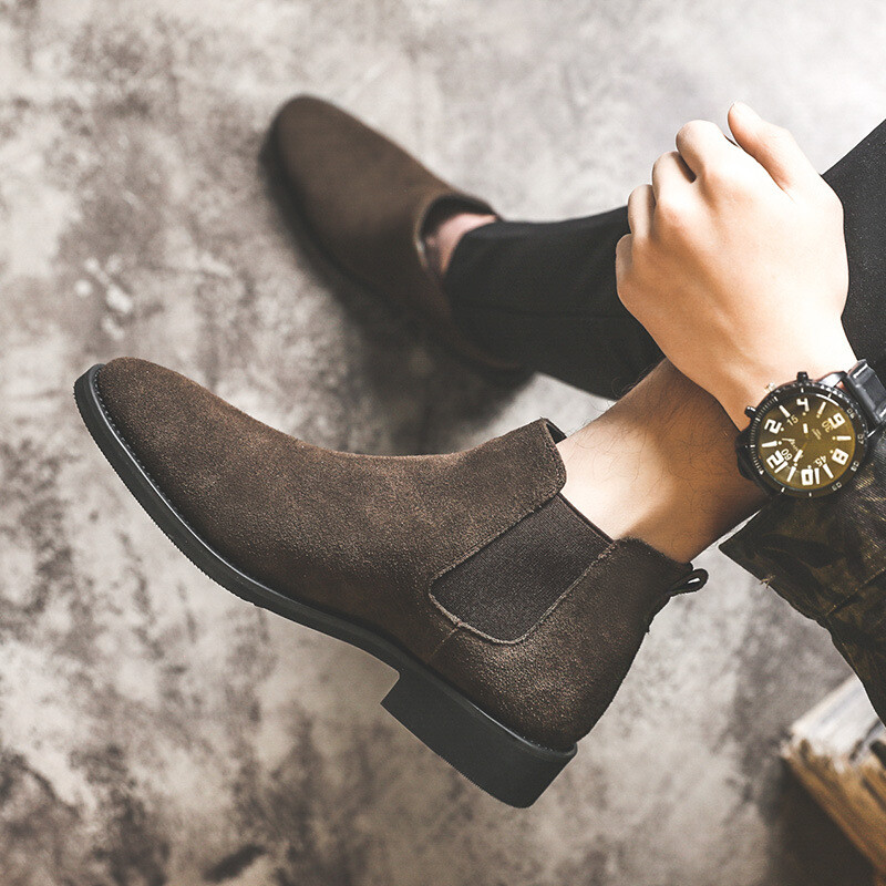 2024 Pantofi cu lift pentru bărbați Cizme chelsea 6cm 8cm Pantofi invizibil pentru creșterea interiorului Pantofi pentru creșterea înălțimii pentru bărbați Cizme pentru bărbați din piele de căprioară