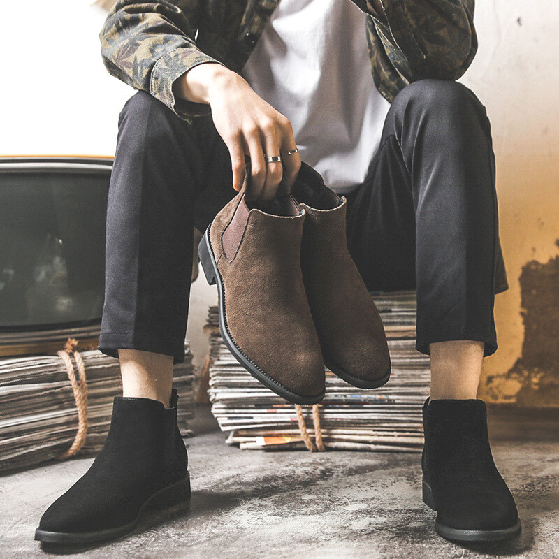 2024 Pantofi cu lift pentru bărbați Cizme chelsea 6cm 8cm Pantofi invizibil pentru creșterea interiorului Pantofi pentru creșterea înălțimii pentru bărbați Cizme pentru bărbați din piele de căprioară