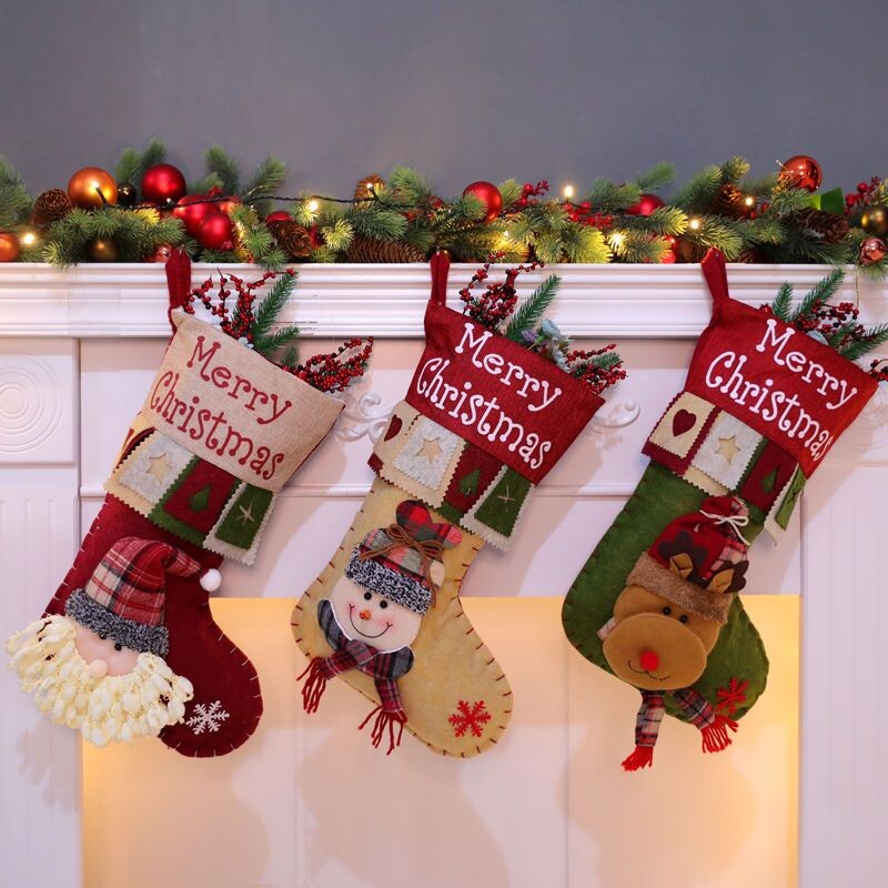 2024 Domov Vianočné ozdoby Santa Claus Snehuliak Los Darčekové ponožky Darčeková taška Ozdoby na vianočný stromček Čižmy Detské balenie