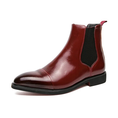 Cizme Chelsea pentru bărbați noi, Italia, pantofi formali de marcă de lux, pantofi roșii cu talpă pătrată, cizme de designer de afaceri pentru bărbați.