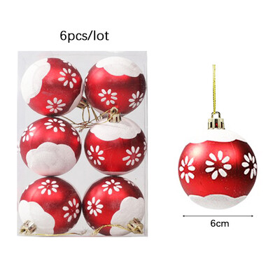 6cm 6τμχ Χριστουγεννιάτικες Μπάλες Πολύχρωμη Μπάλα με νιφάδες χιονιού Δώρα Πρωτοχρονιάς 2023 Χριστουγεννιάτικο δέντρο DIY Στολίδι Χριστουγεννιάτικο πάρτι για το σπίτι