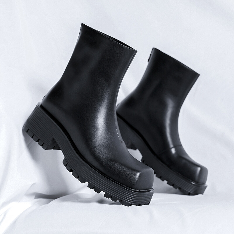 Υψηλής ποιότητας casual ανδρικά δερμάτινα παπούτσια Chelsea Ανδρικά παπούτσια με τετράγωνο ψηλό τοπ Ανδρικές μπότες 2023 Κλασικά μαύρα ανδρικά παπούτσια Ανδρικές μπότες κυρίων