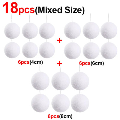 Mingi de Crăciun din spumă albă Ornamente pentru brad de Crăciun agățat bile de vacanță, Anul Nou, petrecere de nuntă, accesorii pentru decorarea casei