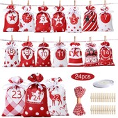 Advent Calendar Gift Bag Set 24 τμχ/σετ DIY Christmas Advent Calendar Χριστουγεννιάτικη κούκλα Άγιος Βασίλης Καλά Χριστούγεννα Navidad παιδί δώρο