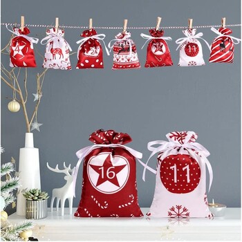 Advent Calendar Gift Bag Set 24 τμχ/σετ DIY Christmas Advent Calendar Χριστουγεννιάτικη κούκλα Άγιος Βασίλης Καλά Χριστούγεννα Navidad παιδί δώρο