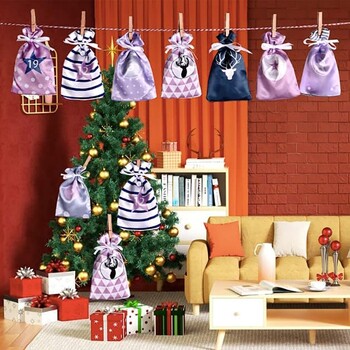 Advent Calendar Gift Bag Set 24 τμχ/σετ DIY Christmas Advent Calendar Χριστουγεννιάτικη κούκλα Άγιος Βασίλης Καλά Χριστούγεννα Navidad παιδί δώρο