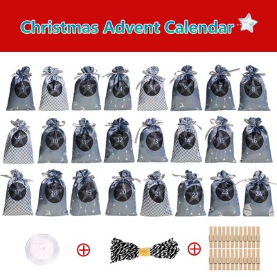 Advent Calendar Gift Bag Set 24 τμχ/σετ DIY Christmas Advent Calendar Χριστουγεννιάτικη κούκλα Άγιος Βασίλης Καλά Χριστούγεννα Navidad παιδί δώρο
