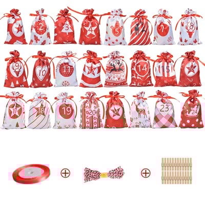 Advent Calendar Gift Bag Set 24 τμχ/σετ DIY Christmas Advent Calendar Χριστουγεννιάτικη κούκλα Άγιος Βασίλης Καλά Χριστούγεννα Navidad παιδί δώρο