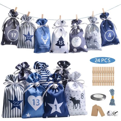 Advent Calendar Gift Bag Set 24 τμχ/σετ DIY Christmas Advent Calendar Χριστουγεννιάτικη κούκλα Άγιος Βασίλης Καλά Χριστούγεννα Navidad παιδί δώρο