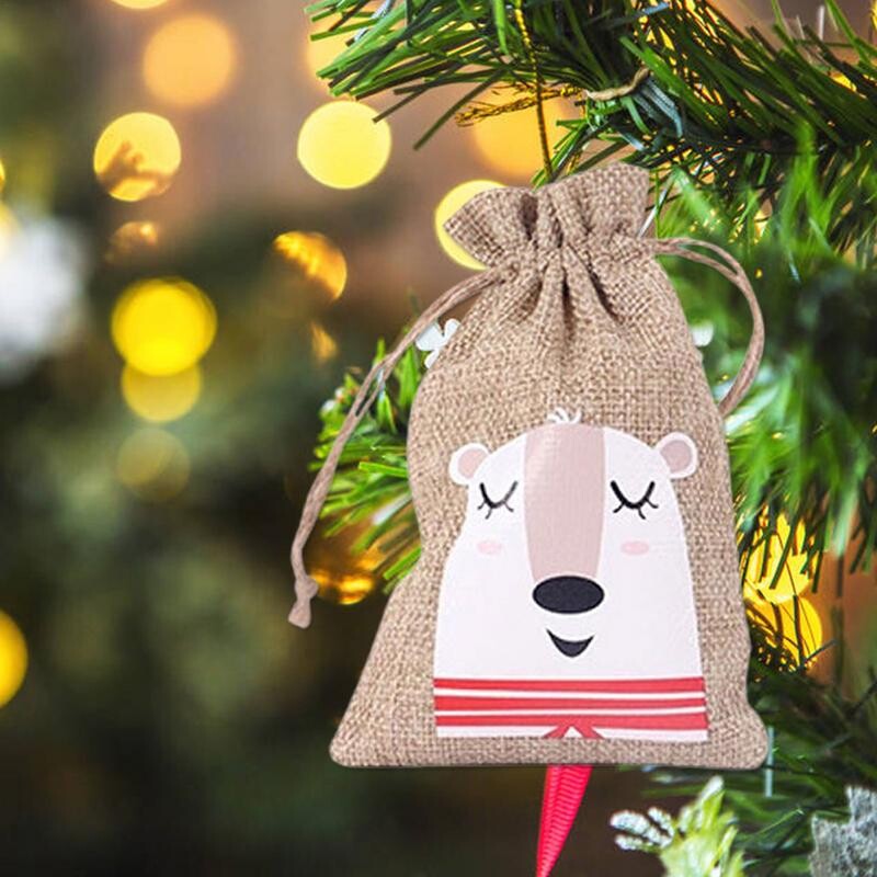 24 buc. Calendar de Advent de Crăciun Saci cadou Decor de Crăciun Fericit pentru agrafe de hârtie DIY Autocolante Ornament de Crăciun Crăciun