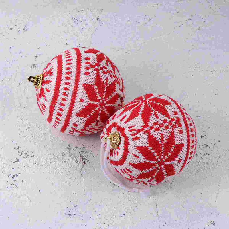6 vnt Kalėdų eglutės pakabinamas dekoras Kalėdų puošmena Megzti maži rutuliukai raudoni papuošalai
