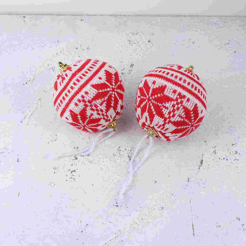 6 vnt Kalėdų eglutės pakabinamas dekoras Kalėdų puošmena Megzti maži rutuliukai raudoni papuošalai