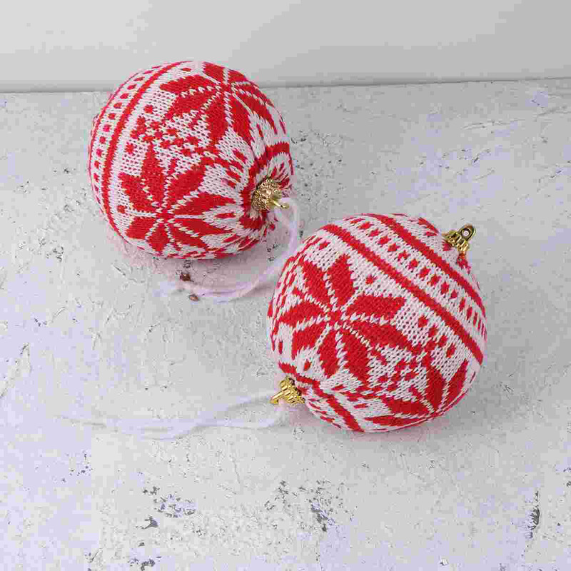 6 vnt Kalėdų eglutės pakabinamas dekoras Kalėdų puošmena Megzti maži rutuliukai raudoni papuošalai
