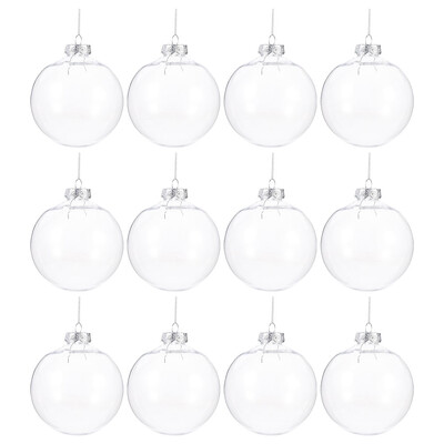 10/12 τμχ Χριστουγεννιάτικη Διαφανής Μπάλα Πλαστική Γεμιζόμενη Μπιχλιμπίδι 8-10cm Χριστουγεννιάτικα στολίδια Κρεμαστά Δέντρα Διακόσμηση Κουτί δώρου