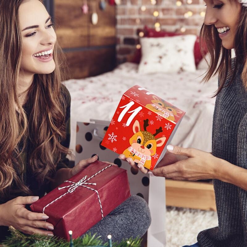 Ziemassvētku Adventes kalendāra kastītes 24 dienu DIY Adventes kalendāra kastītes Papīra Adventes atpakaļskaitīšanas dāvanu kastītes Ziemassvētku mājas dekors Navidad