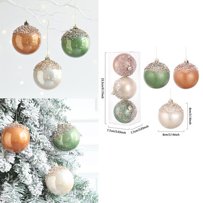 1 set de decorațiuni pentru minge de Crăciun, maro, verde, șampanie, izolată, ornamente pentru brad de Crăciun pentru agățat acasă, minge pentru brad de Crăciun de Anul Nou 2025
