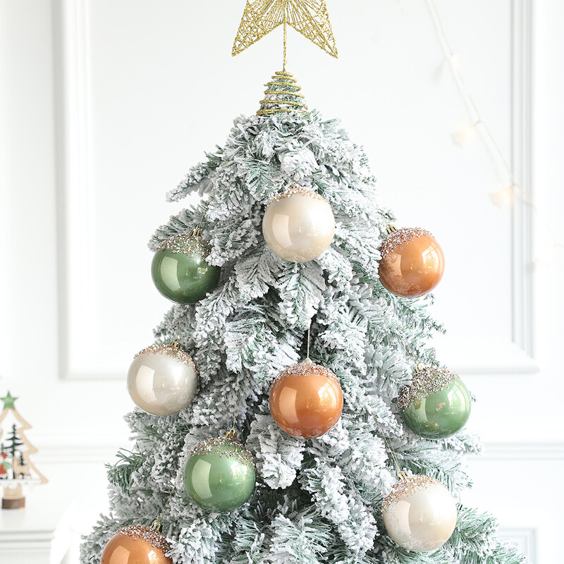 1 set de decorațiuni pentru minge de Crăciun, maro, verde, șampanie, izolată, ornamente pentru brad de Crăciun pentru agățat acasă, minge pentru brad de Crăciun de Anul Nou 2025