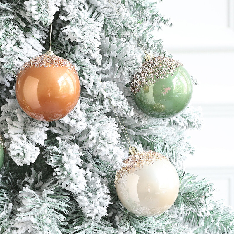 1 set de decorațiuni pentru minge de Crăciun, maro, verde, șampanie, izolată, ornamente pentru brad de Crăciun pentru agățat acasă, minge pentru brad de Crăciun de Anul Nou 2025