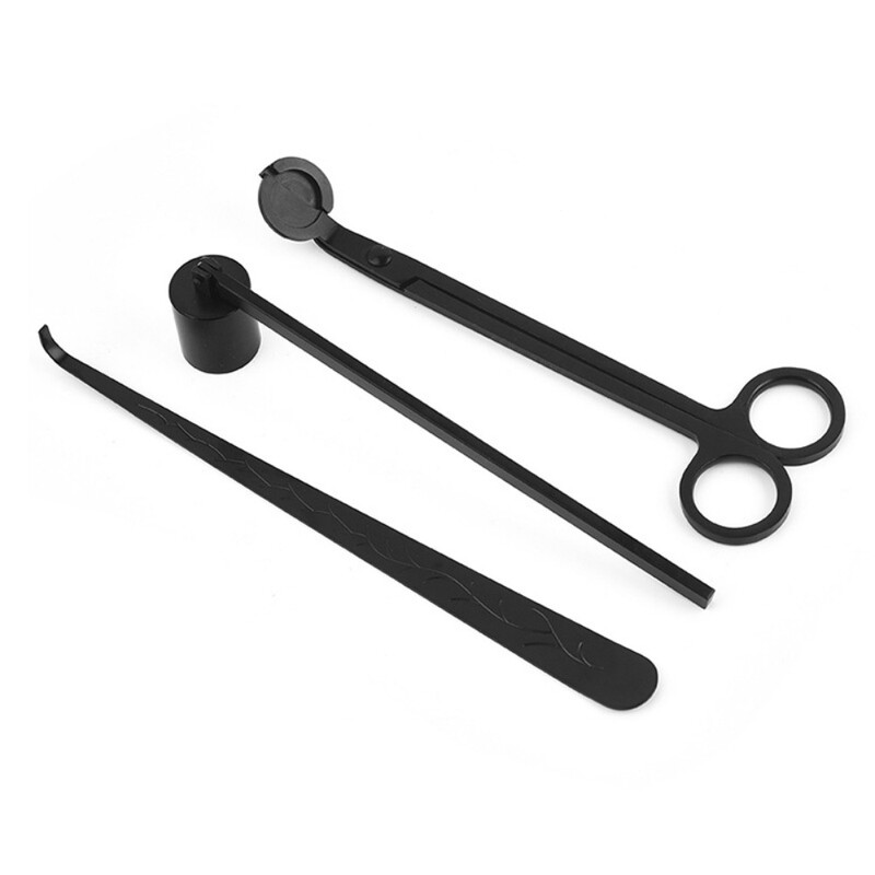 Kvapiųjų žvakių įrankių rinkinys trijų dalių, žvakės gesinimo kabliukas, žvakės gesinimo dangtelis, žirklės, gesinimo dangtelis