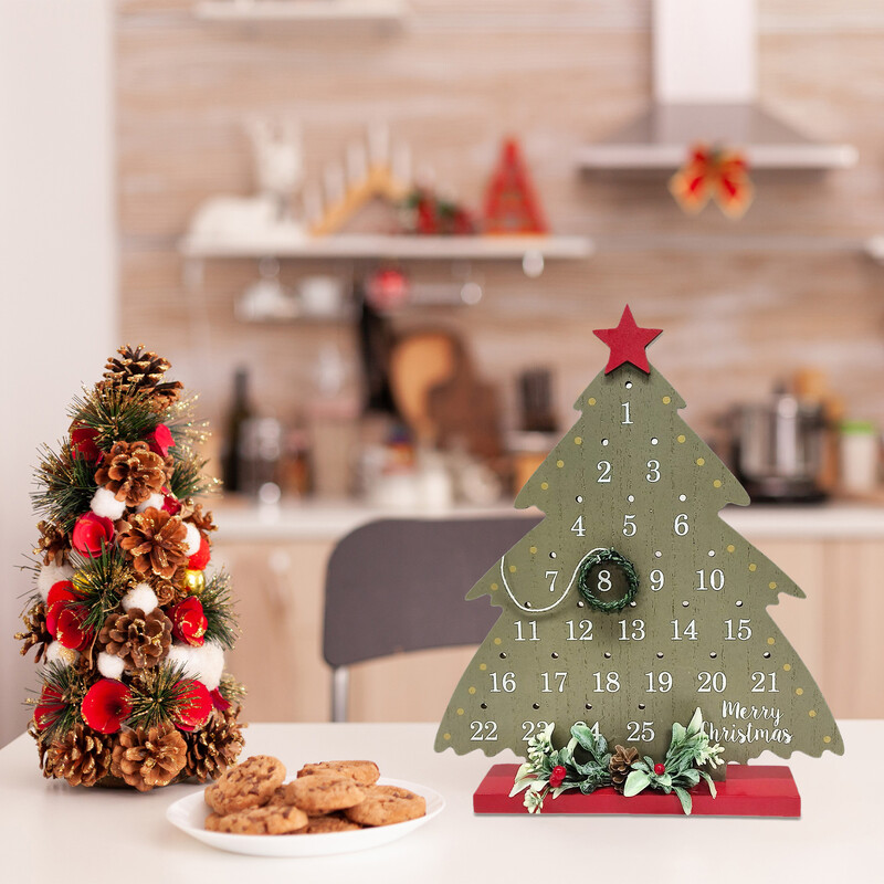 Vianočný odpočítavací kalendár, stolová dekorácia do domácnosti, dekorácia, vintage odpočítavanie, vianočná ceduľa, závesná nástenná dekorácia, remeslá