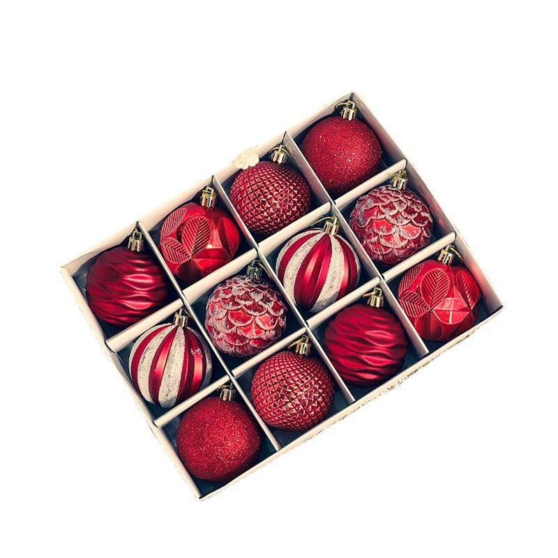 12gab Ziemassvētku 6 cm bumbiņu komplekts Ziemassvētku eglītes rotājuma kulonu šķembu bumba ar dāvanu kastīti, krāsotas dekoratīvas mājās nomestas bumbas 2024
