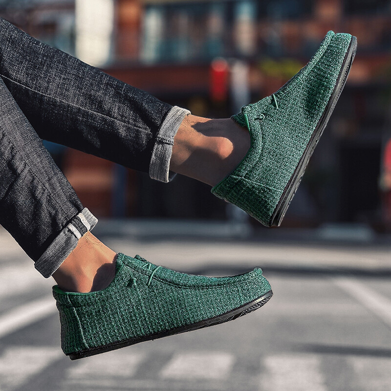 YRZL vasaras vīriešu audekla laivu apavi Mokasīni ikdienišķa loaferi vīriešu uzvelkami zaļa viegla, elpojoša, ērta braukšanas apavi