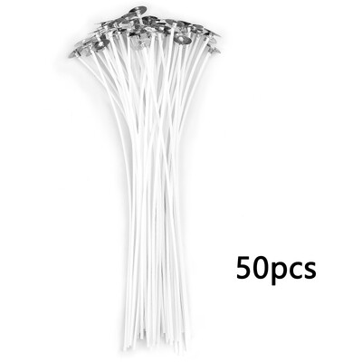 50 db Füstmentes gyertyakanóc 8-20 cm-es, előviaszosított pamut magból készült kanóc fém tartófülekkel Barkács kézzel készített gyertyakészítő eszközök