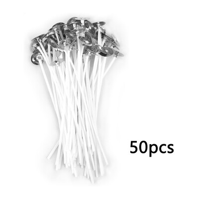 50 db Füstmentes gyertyakanóc 8-20 cm-es, előviaszosított pamut magból készült kanóc fém tartófülekkel Barkács kézzel készített gyertyakészítő eszközök