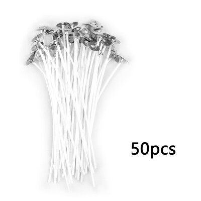 50 db Füstmentes gyertyakanóc 8-20 cm-es, előviaszosított pamut magból készült kanóc fém tartófülekkel Barkács kézzel készített gyertyakészítő eszközök