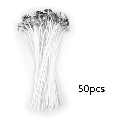 50 db Füstmentes gyertyakanóc 8-20 cm-es, előviaszosított pamut magból készült kanóc fém tartófülekkel Barkács kézzel készített gyertyakészítő eszközök