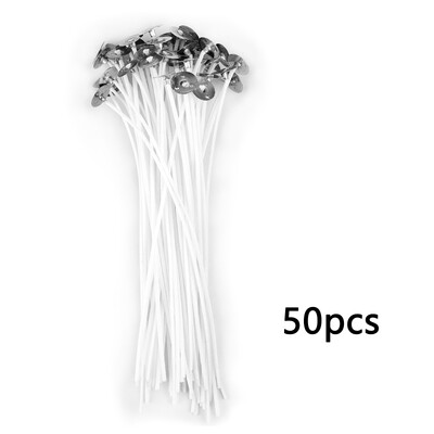 50 db Füstmentes gyertyakanóc 8-20 cm-es, előviaszosított pamut magból készült kanóc fém tartófülekkel Barkács kézzel készített gyertyakészítő eszközök