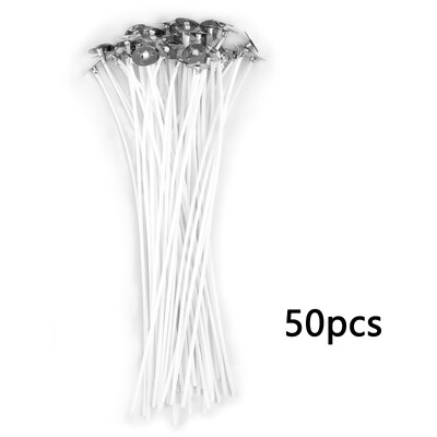 50 db Füstmentes gyertyakanóc 8-20 cm-es, előviaszosított pamut magból készült kanóc fém tartófülekkel Barkács kézzel készített gyertyakészítő eszközök