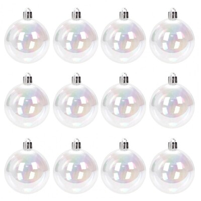 12/24/36Pcs 4cm Χριστουγεννιάτικη Ιριδίζουσα Μπάλα Διαφανής Αθραυστική DIY Χριστουγεννιάτικη Διακόσμηση Χριστουγεννιάτικου Δέντρου Δώρο Φεστιβάλ πάρτι με μπάλα