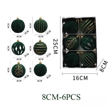 4/6 τμχ 8 εκ. Χριστουγεννιάτικα στολίδια για χριστουγεννιάτικη μπάλα Κρασί Κόκκινο Πράσινο Flocking Χριστουγεννιάτικο Δέντρο Διακόσμηση πάρτι Πρωτοχρονιάτικο μενταγιόν Χριστουγεννιάτικες σφαίρες