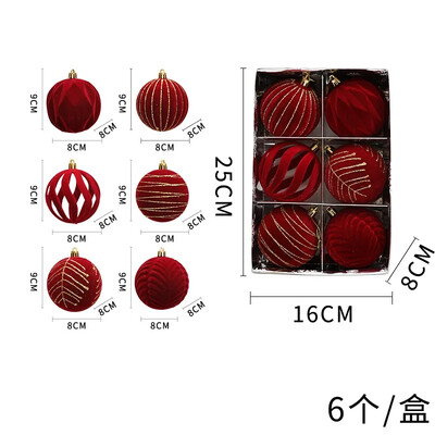 4/6 τμχ 8 εκ. Χριστουγεννιάτικα στολίδια για χριστουγεννιάτικη μπάλα Κρασί Κόκκινο Πράσινο Flocking Χριστουγεννιάτικο Δέντρο Διακόσμηση πάρτι Πρωτοχρονιάτικο μενταγιόν Χριστουγεννιάτικες σφαίρες