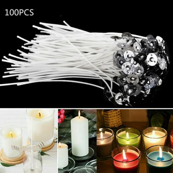 100 τεμ. DIY Candle Wicks Smokeless Wax Pure Candle Sustainers Cotton Core Wicks for Kerosene Lamp Wax Line 2,6/8/10/12/14/20 cm