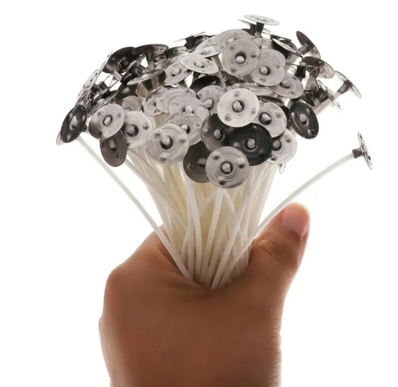 100 vnt. „Pasidaryk pats“ žvakių dagčiai be dūmų vaško gryno žvakių laikikliai medvilnės šerdies žibalinės lempos vaško linijai 2,6/8/10/12/14/20 cm