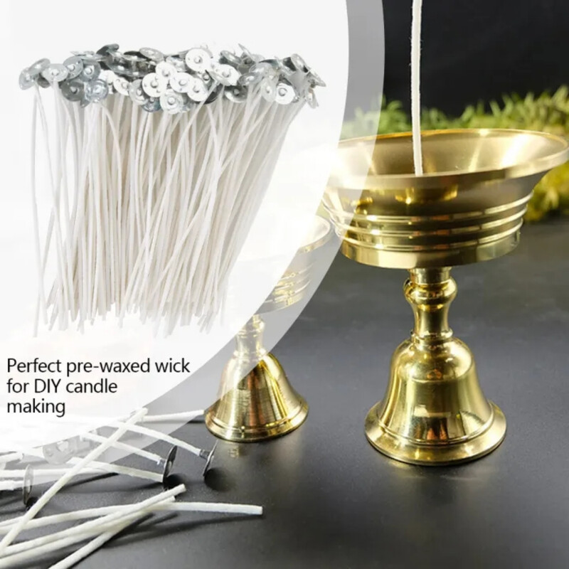 100 vnt. „Pasidaryk pats“ žvakių dagčiai be dūmų vaško gryno žvakių laikikliai medvilnės šerdies žibalinės lempos vaško linijai 2,6/8/10/12/14/20 cm