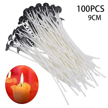 100 τεμ./σετ Candle Wicks Smokeless Wax Pure Cotton Core 9/15/20cm Κερί DIY Κατασκευή προκερωμένων φυτιλιών για προμήθειες πάρτι