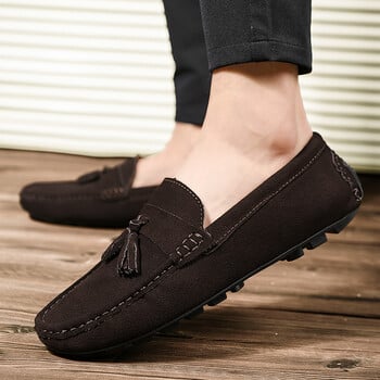 Δερμάτινο σουέτ Ανδρικά Loafers Clasicc Άνετο Ανδρικό Φόρεμα Flats Μόδα Μοκασίνι slip-on Ανδρικά παπούτσια για βάρκα Tassel casual παπούτσια Παπούτσια μπιζέλια