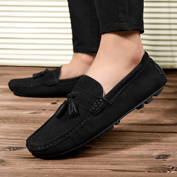 Δερμάτινο σουέτ Ανδρικά Loafers Clasicc Άνετο Ανδρικό Φόρεμα Flats Μόδα Μοκασίνι slip-on Ανδρικά παπούτσια για βάρκα Tassel casual παπούτσια Παπούτσια μπιζέλια