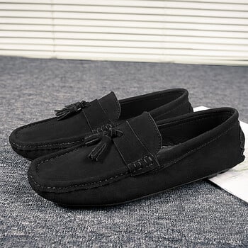 Δερμάτινο σουέτ Ανδρικά Loafers Clasicc Άνετο Ανδρικό Φόρεμα Flats Μόδα Μοκασίνι slip-on Ανδρικά παπούτσια για βάρκα Tassel casual παπούτσια Παπούτσια μπιζέλια