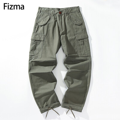 Fizma Armygreen Outdoor Cargo hlače Muške hlače za trčanje Jesen Zima Pantalone Cargo Hombre pamučne ravne hlače Muške