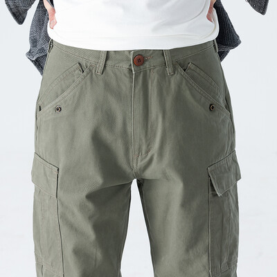 Pánske ležérne nohavice Fizma Armygreen, bavlnené, rovné, s kapucňou, na jogging, cez rameno