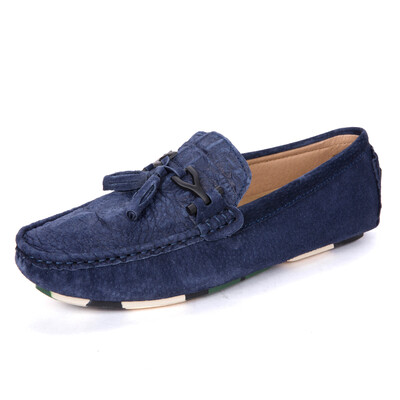 Hot Sale Επώνυμα ανδρικά Loafers Γνήσιο δέρμα Suede Ανδρικά παπούτσια Casual Μοκασίνια Slip on Boat Shoes Fashion Tassel Driving Flats