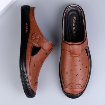 Νέα Half Slipper Ανδρικά Loafers Γνήσιο Δερμάτινο Παπούτσια Ανδρικά Παντόφλες Νέα Μόδα Lazy Boat Ανδρικά παπούτσια που αναπνέουν σε παπούτσια Muller