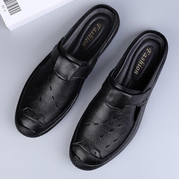 Νέα Half Slipper Ανδρικά Loafers Γνήσιο Δερμάτινο Παπούτσια Ανδρικά Παντόφλες Νέα Μόδα Lazy Boat Ανδρικά παπούτσια που αναπνέουν σε παπούτσια Muller